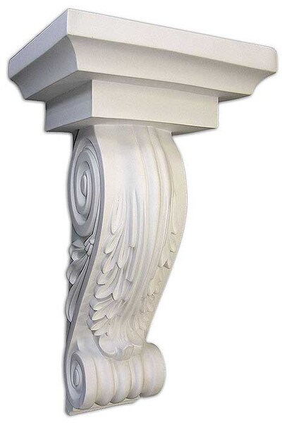 Wall Hanging bracket shelf - White Corbel 20 Inches Tall